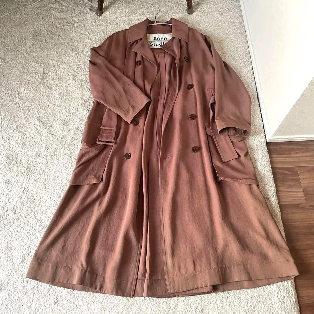 Acne Studios Trench Coat Taglia 34 Cappotto Marrone Vintage Raro Usatoone Giapponene Spedizio