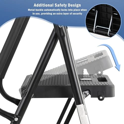 3 Step stool Ladder with Handrails 330 lbs folding Attachable Tool - Image 4 of 4