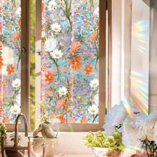 43*100cm Flower Glass Film Sticker Static Cling Window Sticker Retro Shiny Decor