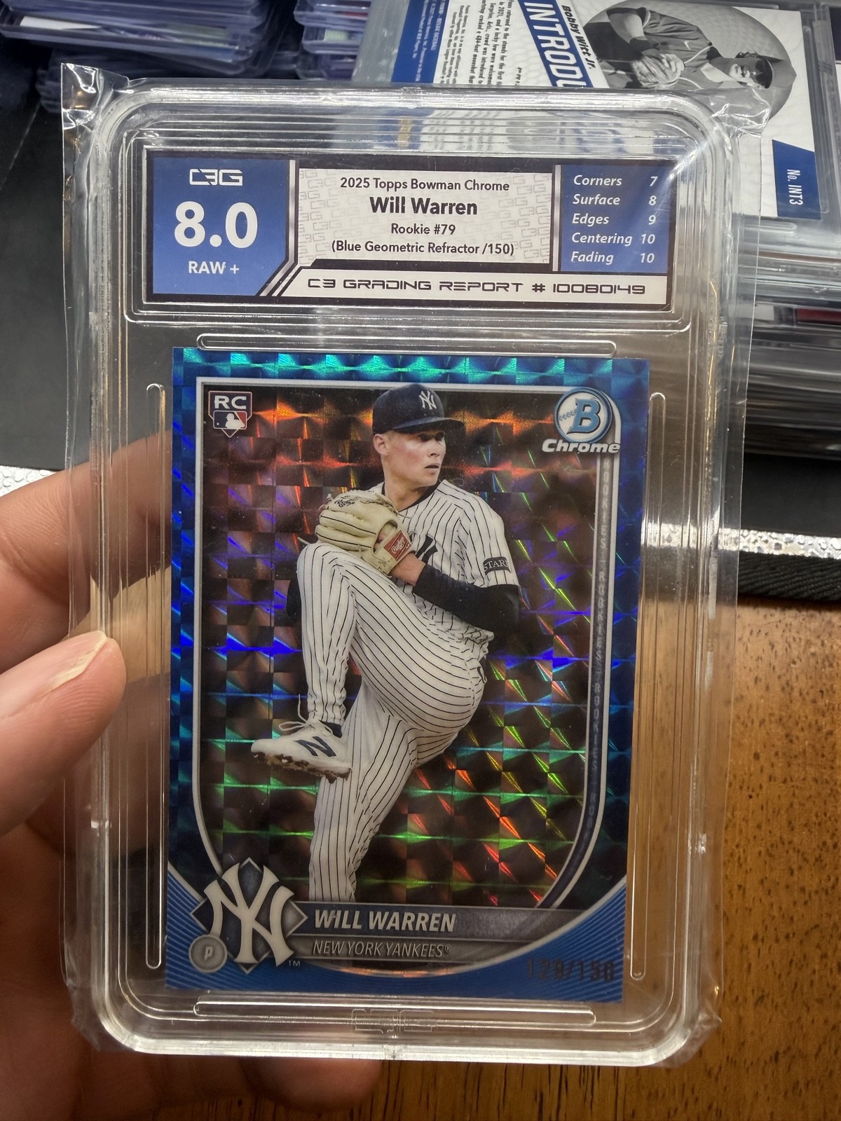 2025 Bowman Chrome Will Warren, Will Warren Blue Geometric Refractor /150 (RC)