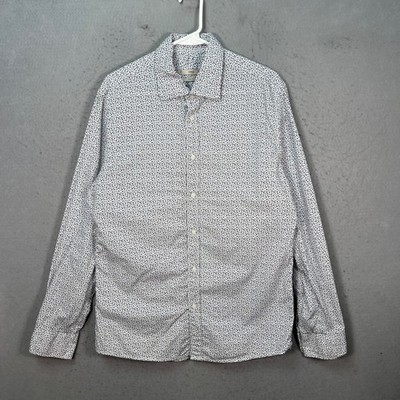Mango Mens Medium Slim Fit Floral Print Long Sleeve Button-Up Shirt