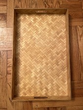 Core Chevron Pattern Natural Wood Serving Tray 24” x 15”