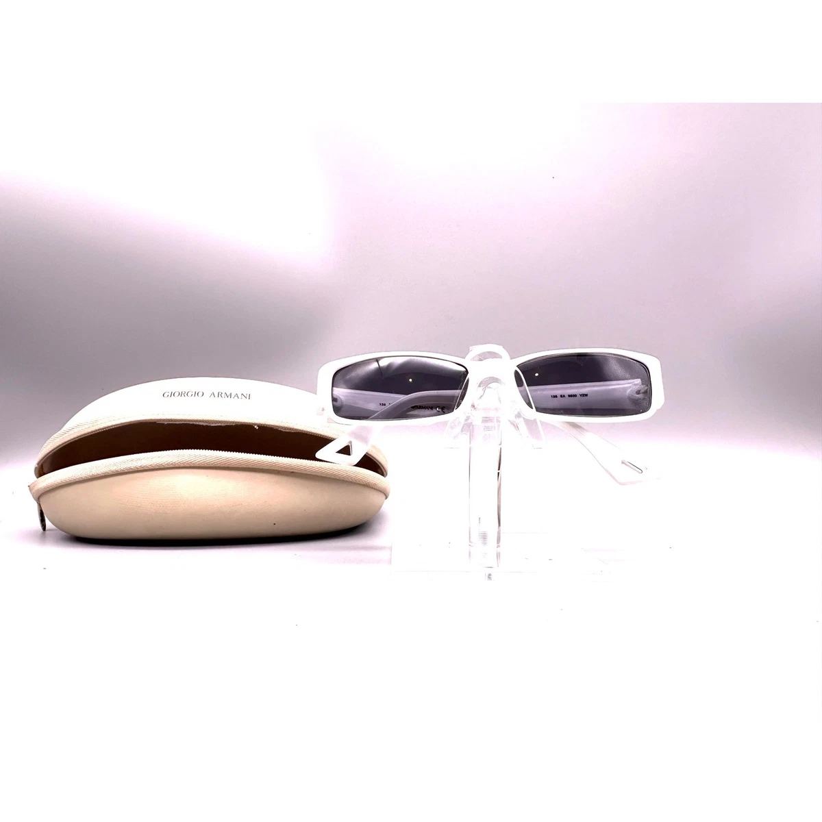 Emporio Armani EA 9500 VZW White Rectangular Sunglasses Y2K Eagle Logo Case Emporio Armani White Sunglasses for Women for sale | eBay main image 2
