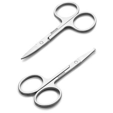 2pcs Facial Hair Scissors Eyebrow Nose Beard Trimmer Curved Safety Tip