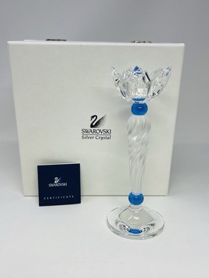 Swarovski Crystal Blue Flower Candleholder 207012 MIB