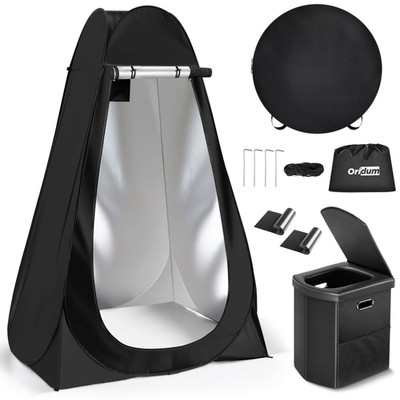 Portable Camping Toilet with Pop-Up Tent   Outdoor Folding Toilet & Shower 