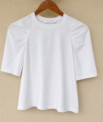 Jonathan Simkhai Standard White Puff Sleeve Tee Crewneck Minimalist Top Size S 