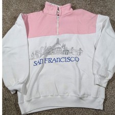 Vintage 90s San Francisco Colorblock Quarter-Zip Size Medium Made in USA