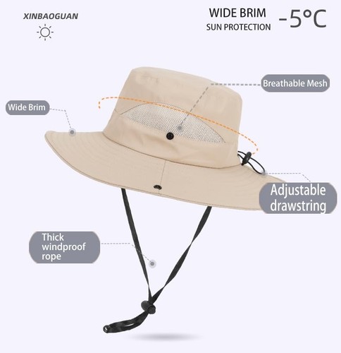 Beach UV-Protection Sun Hats for Kids, Wide-Brim Quick-Dry 7-14 Years Beige