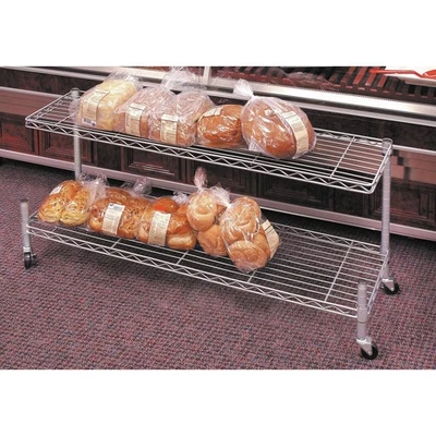 HUBERT® Deli Bunk Display Fixture 2-Tier Soft Silver Wire - 48" L x 15" D x 18"