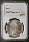 1882 S $1 Morgan Silver Dollar NGC MS64