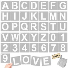 3 Inch Large Reusable Plastic Letter Stencils & Number Stencil 3 INCH, White