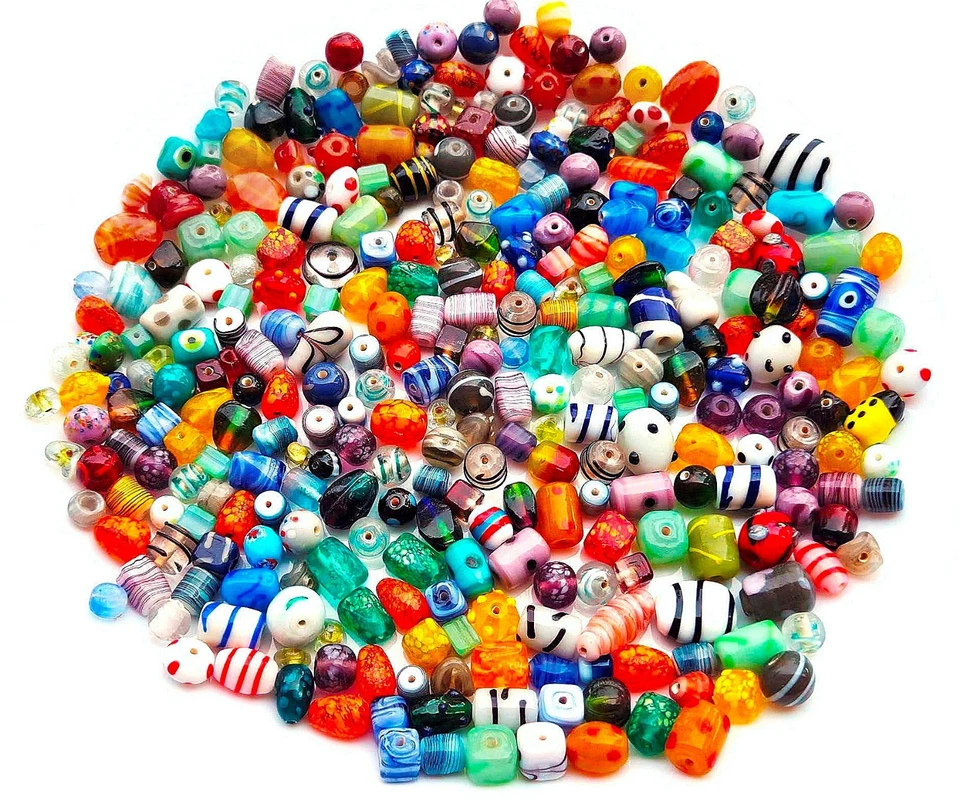 Glasperlen Lampwork Perlen zum auffädeln 500g Fancy Perlenset Schmuckperlen Mix2 - Bild 3 von 4