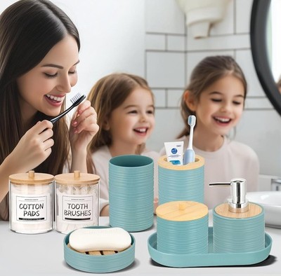IMAVO Bathroom Accessories Set 11PCS,Complete Bathroom Organizer with Trash Can,