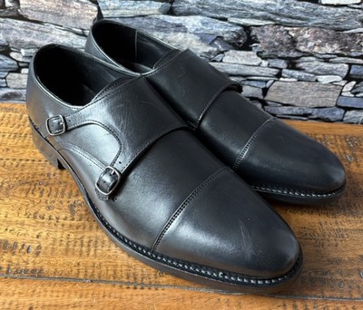 Samuel Windsor Herren Doppel Mönch Schuhe schwarz Leder formell UK 11 NEU Karton BV263