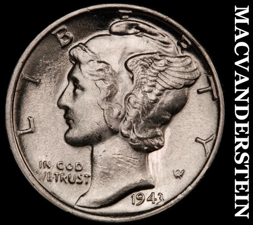 1943 Silver Mercury Dime-Choice Gem BU Lustrous No Reserve #i3865