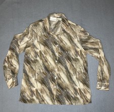 Vintage Christie  Jill Blouse Silk Long Sleeve Button Sz 12 Petite