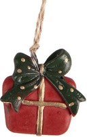DekorationsanhäNger Geschenkbox Polyresin 4X1X4 Cm Rot GrüN Clayre & Eef 6PR6145
