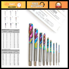 High-Speed Steel Spiral Flute Taps Set, Metric M2-M12, 3 Flutes, Thread Tapping
