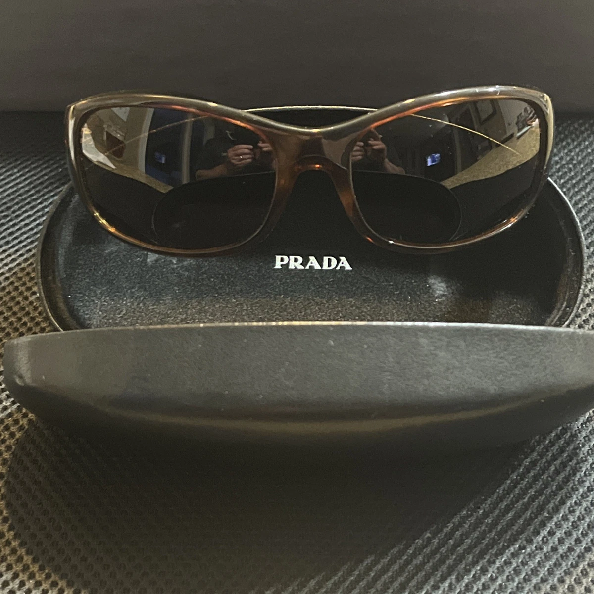 Prada Gold Metal Frame Sunglasses with Gradient Brown Lenses- lightly used Prada Sunglasses with the Iconic Metal Plaque - Camomile  main image 2