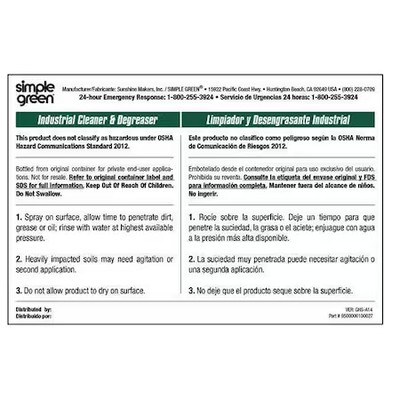 Simple Green 9510001000027 Simple Green Secondary Labels, 10 Pk