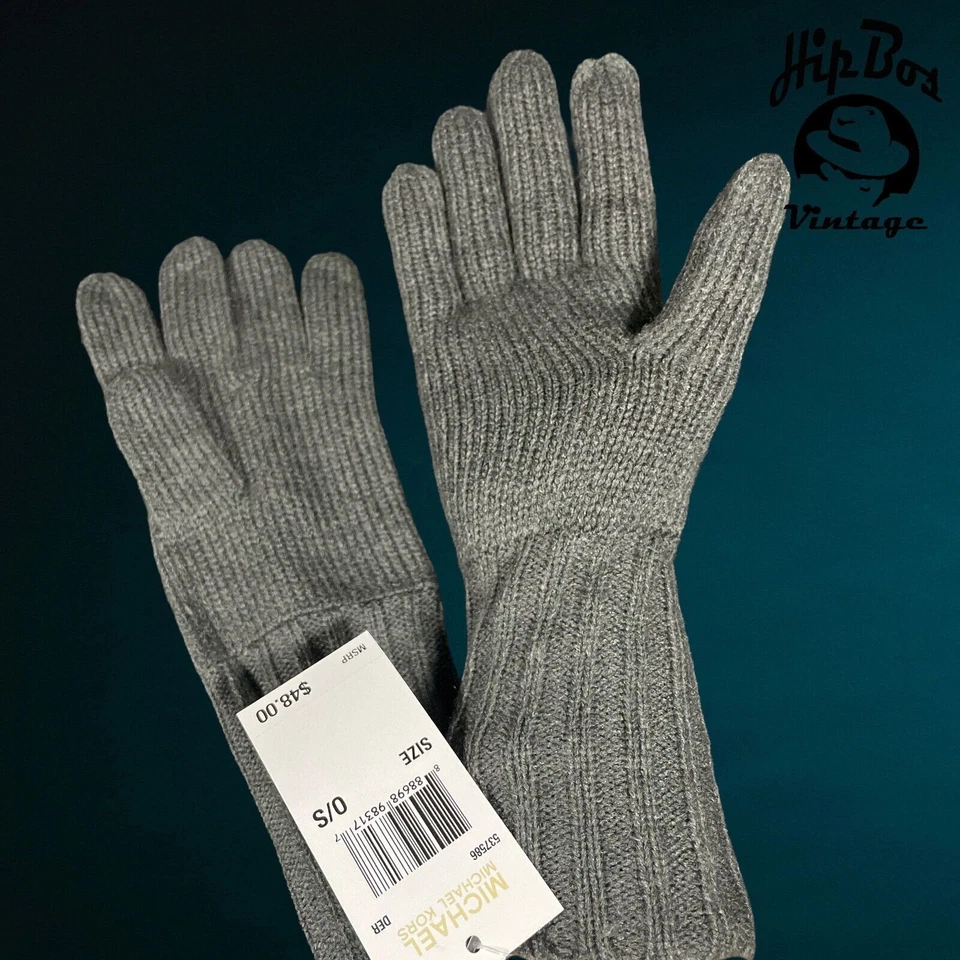 Gants Michael Kors pour femmes gants en tissu côtelé tricoté gris taille unique - Photo 4/4
