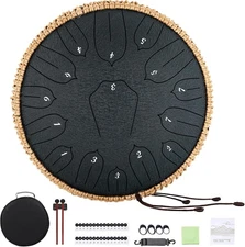 Steel Tongue Drum 12 Inch 15 Notes: Handpan Drums Set with Music Book Mallets Ca
