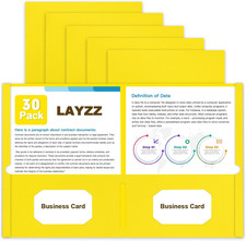 30 Pack Paper Pocket Folders, 2 Pocket Folders, Letter Size, Yellow
