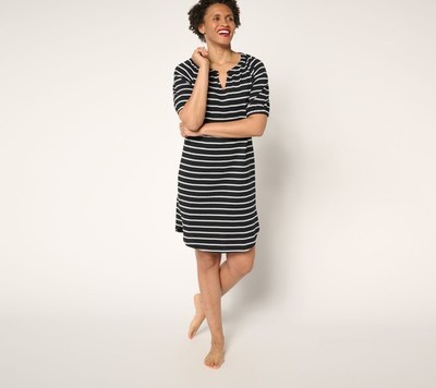 SUNNYLiFE Women's Plus Sz Sleepwear 1X Jacquard Knit Lounge Dress Black A676571