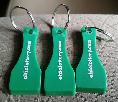 Ohio State Lottery Ticket Scratcher Keychain Green Lot of 3