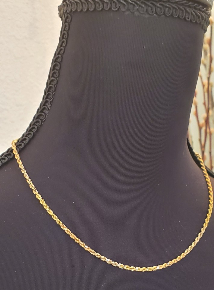 18K Tri Colored Rope Diamond Cut Rope Chain in Rose, White, & Yellow ...