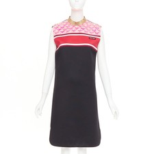 MIU MIU 2021 Runway Sportif Shift Dress black pink gold embellished dress IT40 S