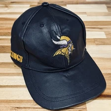 Vintage NFL Minnesota Vikings Drew Pearson Black Leather Hat Game Day OSFA