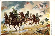 Mint Germany Military Art Postcard Wehrmacht WWII Cavalry Division Attack