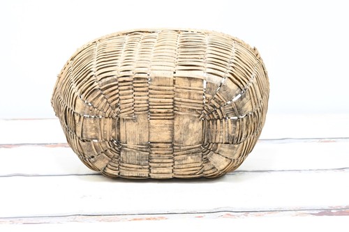 Antique Early 1900s Woven Splint Small Laundry Basket Gathering Basket Large #4 - Picture 11 of 11