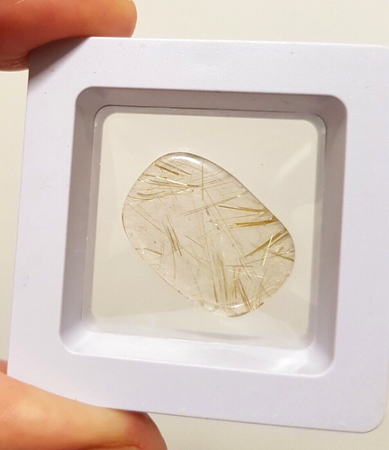 GOLDEN RUTILE IN QUARTZ CABOCHON LOOSE GEMSTONE 25 X 17 X 4 MM 20 Cts - Picture 7 of 13