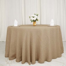 108-Inch Natural Round Faux Burlap Tablecloth Tablecloth Wedding Decorations
