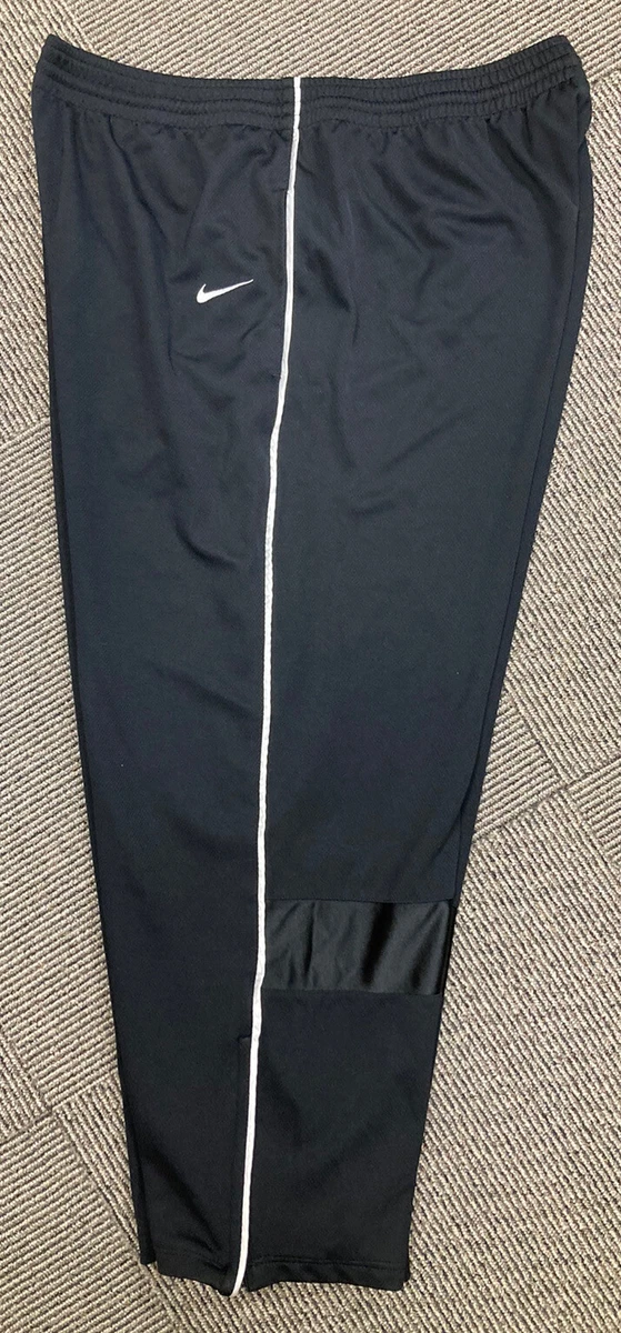 Nike Track Pants 2XL Black White Swoosh Piping Pockets Ankle Zip Mens Wide Leg