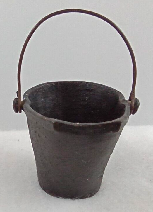 Coal Bucket Ashtray Cast Iron Wire Handle Spout Black Miniature Toy