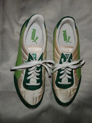 Chaussures baskets vintage Puma vert et écru femme p. 38 TBE - Photo 1/4