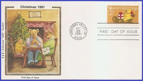 USA3 #1940 U/A COLORANO SILK FDC   Christmas Teddy Bear and Sleigh