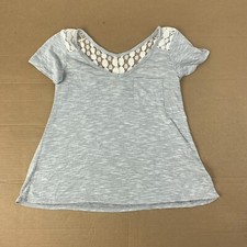 Neon Soul Womens XS Gray Lace Accent T-Shirt Top
