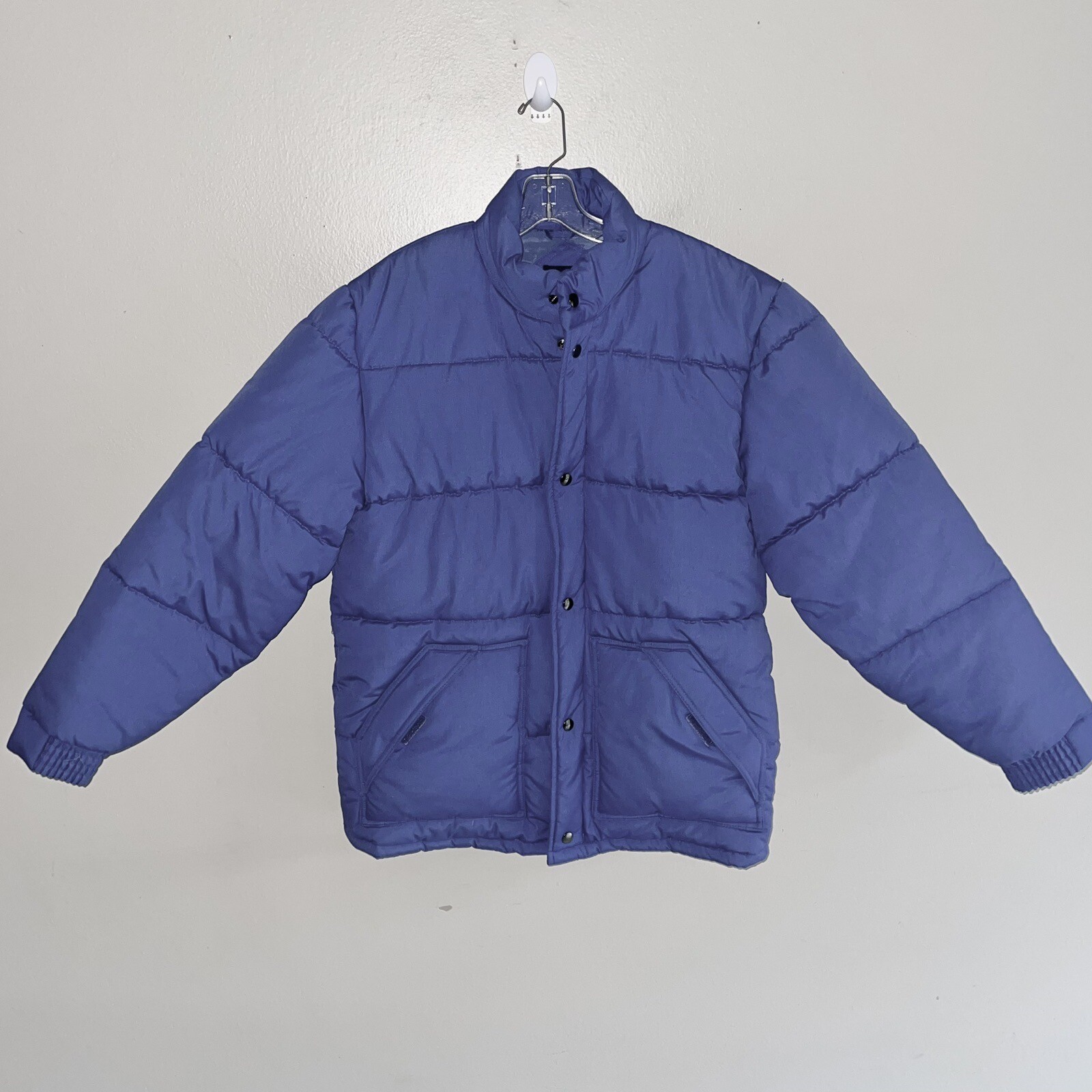 Men's Towncraft Blue Puffer Jacket Size M with High Neck and Pockets-image