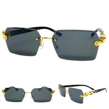 Men CLASSY Elegant Sophisticated Modern Hip Hop SUN GLASSES Gold Frame Dark Lens