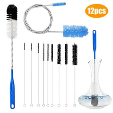 12pcs Glass Tube Pipe Cleaners Brush Kit, Long Handle Flexible Nylon Straw Brush