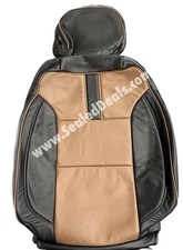 Black & Walnut Chevy Silverado GMC Sierra Crew Cab Leather Seat Covers Upgrade