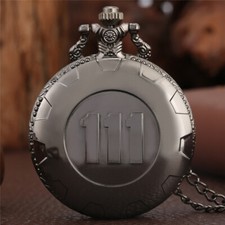 Antique Carved 111 Pattern Men Women Analog Quartz Pocket Watch Necklace Chain