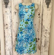 Taylor Size 2 Woman's Blue Green White Floral Pocketed Sleeveless Summer Dress