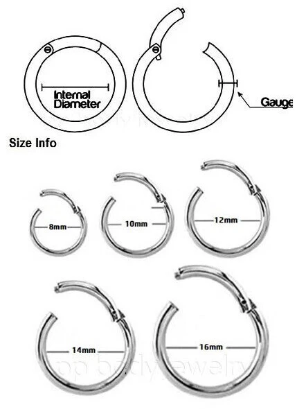 Hinged Clicker Segment Ring PVD Surgical Steel Ear Lip Nose Septum Ring 20G-2G - Image 4 of 4