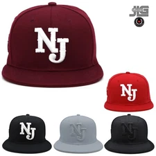 NJ Front NJ Map Side New Leader New Jersey Back Embroidery Snapback Hat Cap